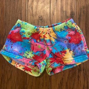 Girl Junk Splatter Paint Fuzzy Lounge Shorts